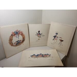 Set Of 4 Vintage Birds Prints By Carolyn Shores Wright, Siesta, Backyard Chef